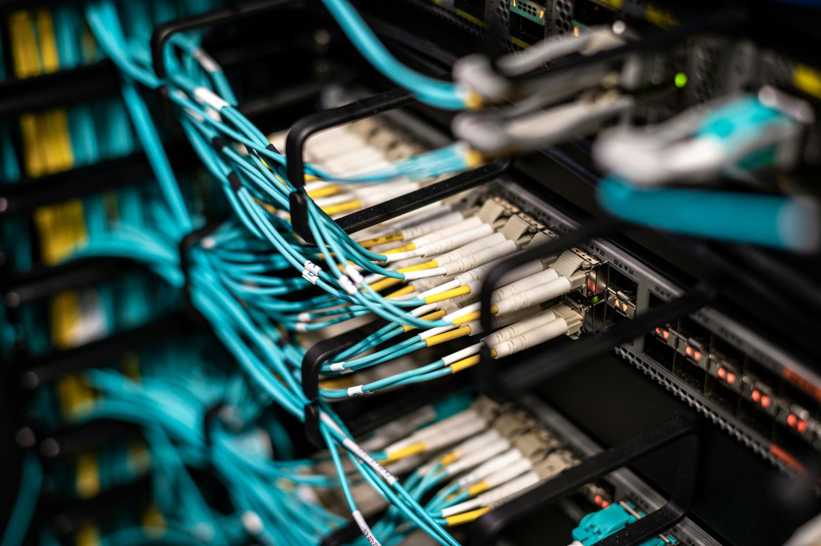 Server room with network and power cabling