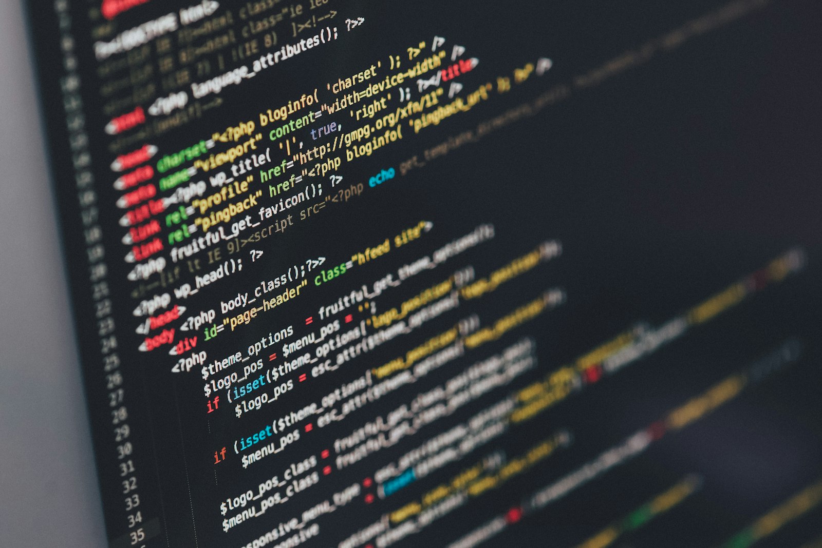 Software code on a development screen